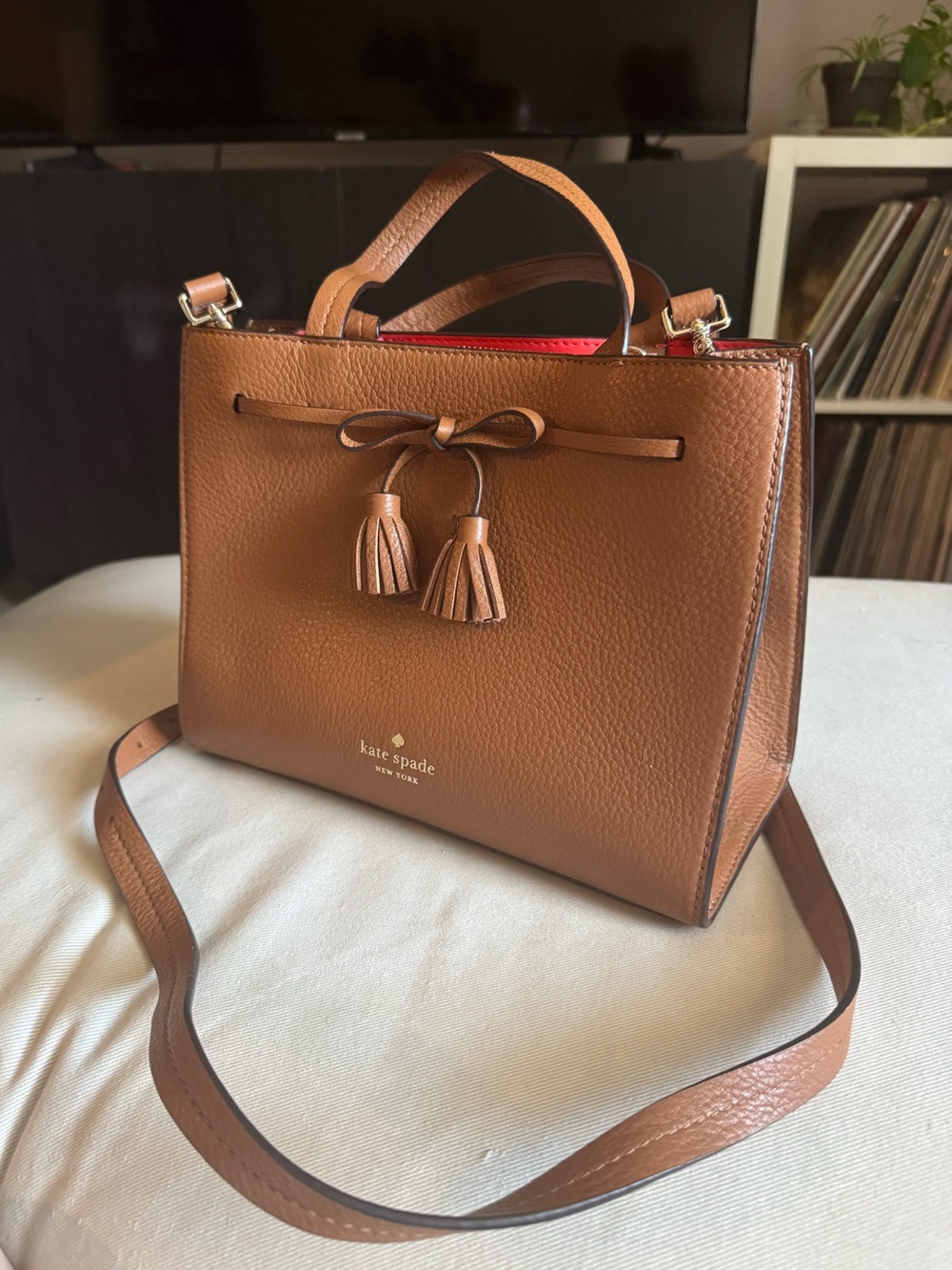 kate spade New York Tan Leather Tassel Bag